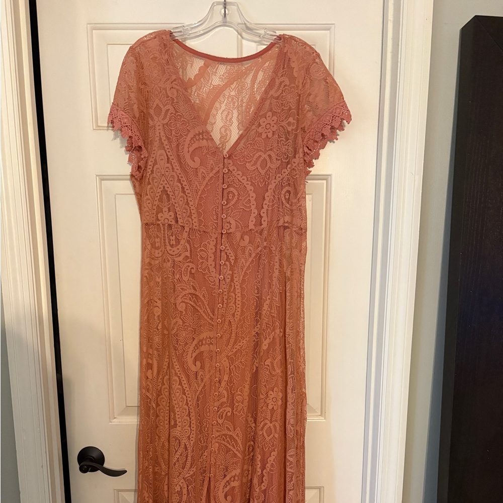 Torrid Coral Lace Maxi Dress